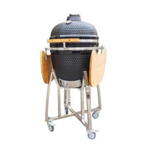 Керамично барбекю Ziel Grill Kamado Large 21 с термометър и бамбукови масички за дървени въглища
