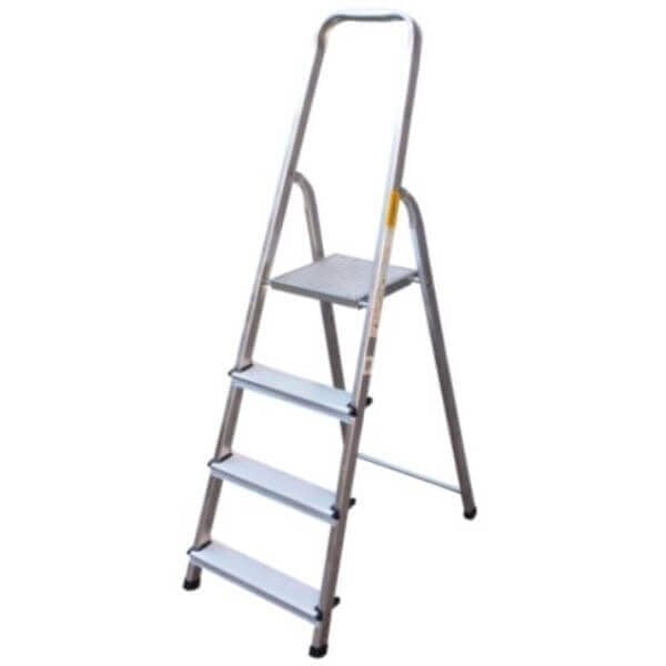 Алуминиева домакинска стълба Ziel 3+1 с 4 стъпала, лека алуминиева стълба 1.25 м за дома Алуминиева домакинска стълба Ziel 3+1 с 4 стъпала, лека алуминиева стълба 1.25 м за дома