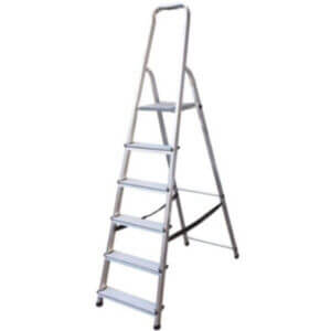 Алуминиева домакинска стълба Ziel 5+1 с 5 стъпала, лека и здрава стълба алуминиева 1,65 м