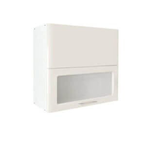 Горен шкаф Matis VH80 беж гланц с витрина и плавно затваряне Blum за модерна кухня