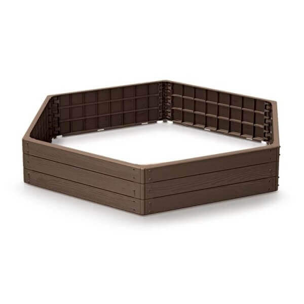 Градинска кашпа Prosperplast Woody Pile шестостенна кафява пластмасова кашпа за външна употреба Градинска кашпа Prosperplast Woody Pile шестостенна кафява пластмасова кашпа за външна употреба