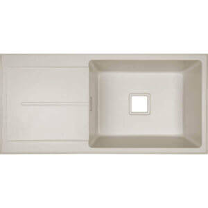 Кухненска мивка Cascada с едно корито и отцедник, крем гранитна мивка с преливник за кухня