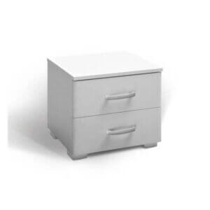Нощно шкафче Matis 2F бяло, модерно шкафче с две чекмеджета за спалня matis