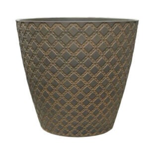 Саксия Орехово кафяво полирезин, външна декоративна саксия за балкон с дренаж и стилен дизайн